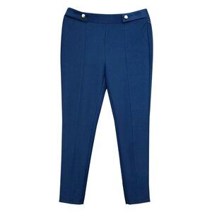 NWOT Michael Kors Gold Button Navy Blue Nautical Trousers S